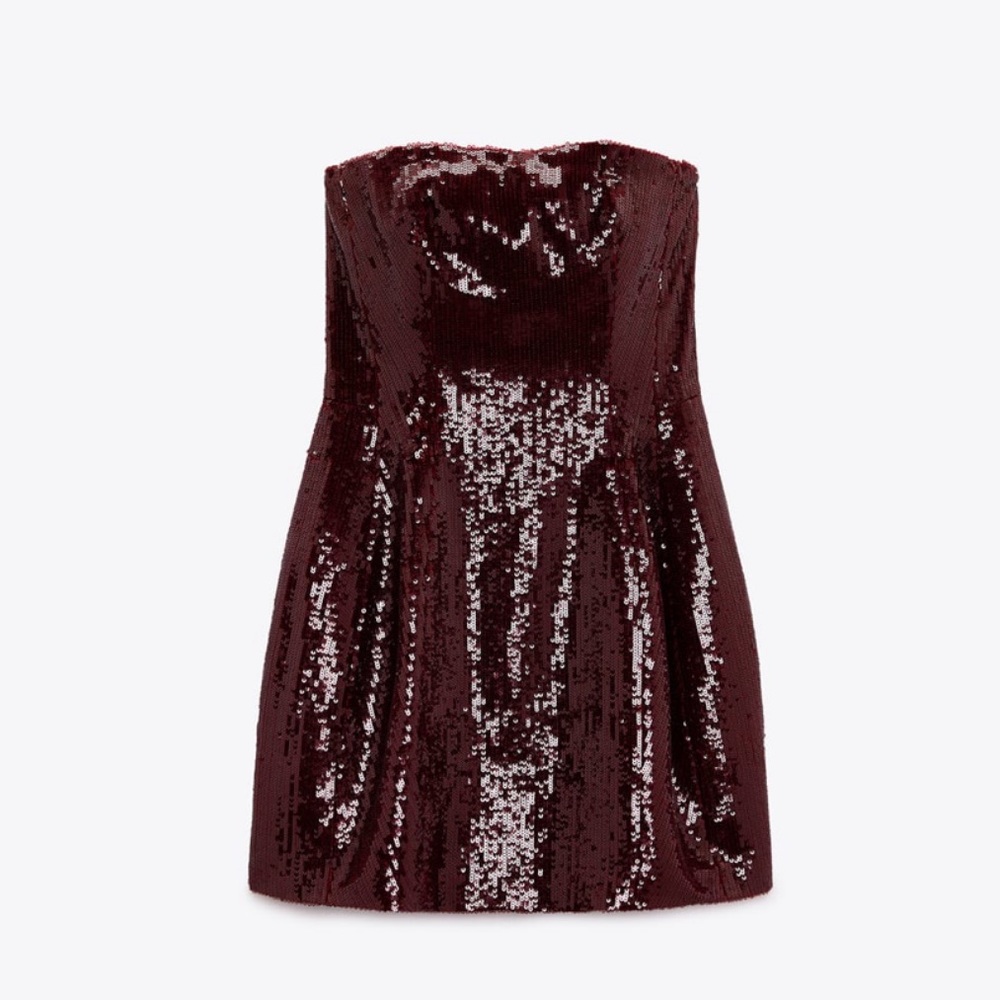 Zara LIMITED EDITION Sequin strapless mini dress Nwt